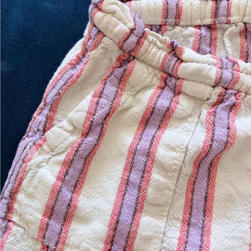 GAP Kids girls Pink and Purple Striped soft linen like shorts - Picture 3 of 5